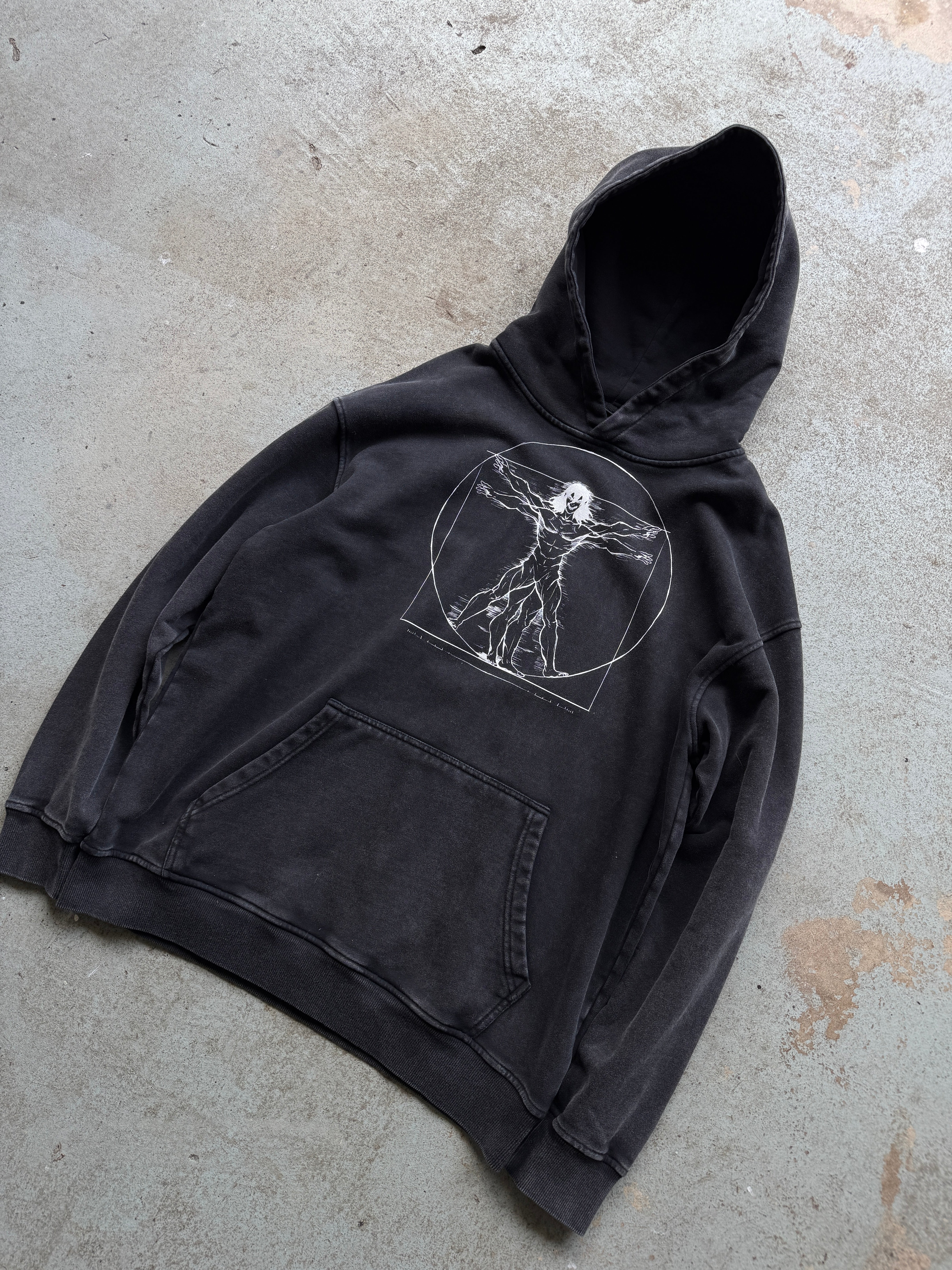 Oversized Acid Wash Vitruvian Eren Hoodie (Black)